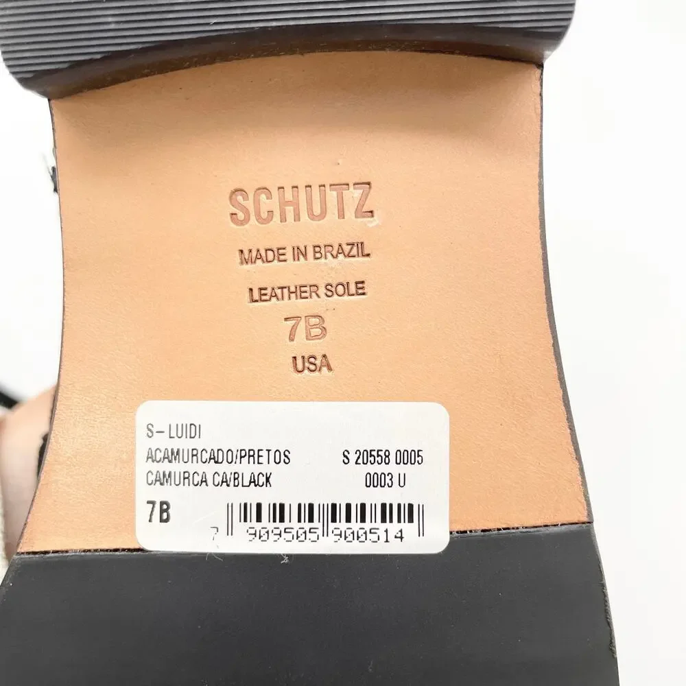 NEW Schutz Luidi Womens 7 Buckled Suede Leather Knee Boot‎ Black Side Zip